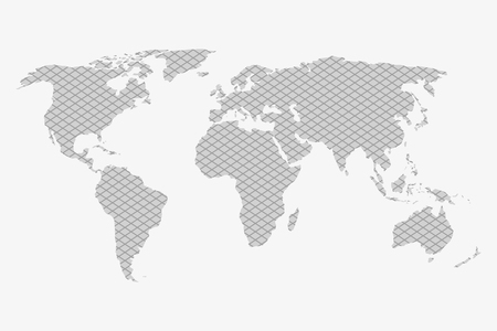 World  map in a gray plaid background on a whiteのイラスト素材