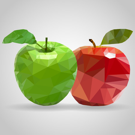 Green  and red apples in the style of triangulationのイラスト素材