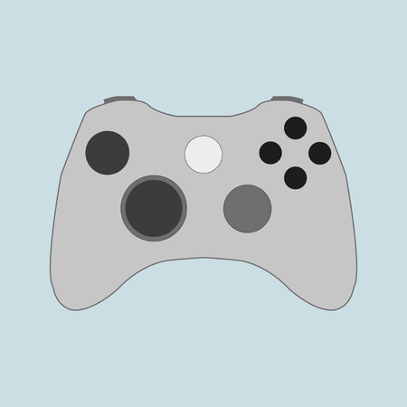 Gray  gamepad with black buttons on a blue backgroundのイラスト素材