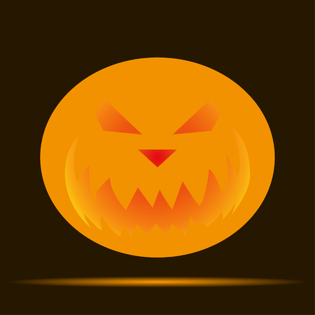 Pumpkin  carved with a smile for Halloween with shadowのイラスト素材