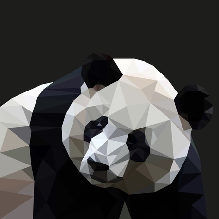 Panda  in the style of triangulation on a black background. Vector illustrationのイラスト素材