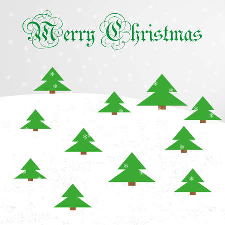 Christmas  card with fir trees and snow. Vector illustrationのイラスト素材