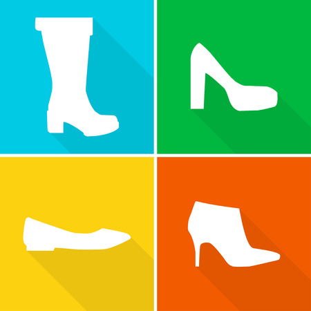 Set  of icons of women's shoes in a flat designのイラスト素材
