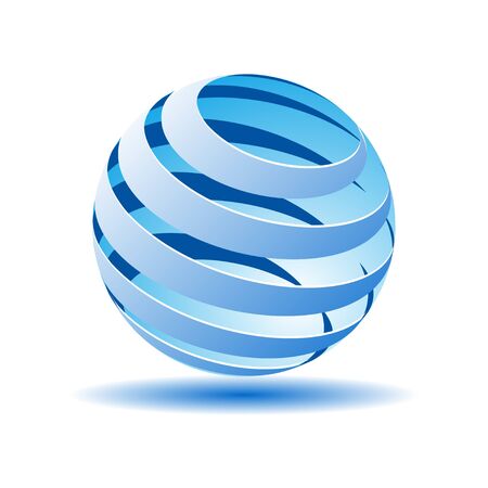 Transparent  ball with blue lines in 3D. Vector illustrationのイラスト素材