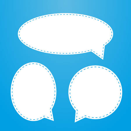 Set  dialog clouds on a blue backgroundのイラスト素材