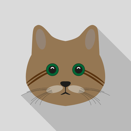 Icon  cat's head with a long shadow in a flat designのイラスト素材