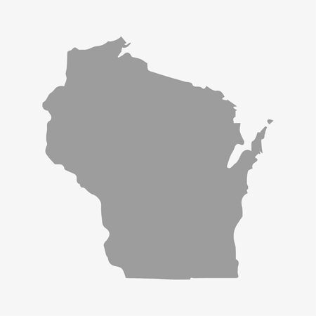 Map  the State of Wisconsin in gray on a white backgroundのイラスト素材