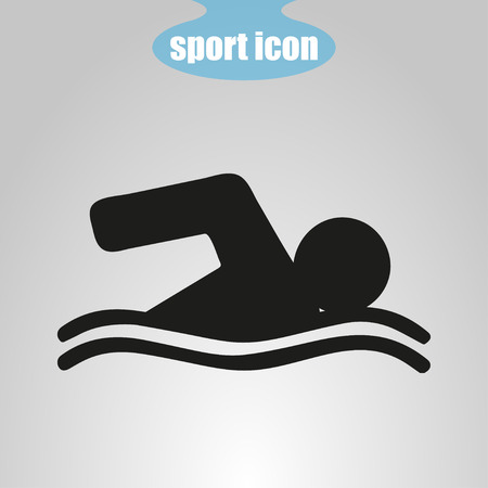 icon  of swimmer on a gray background. Vector illustrationのイラスト素材