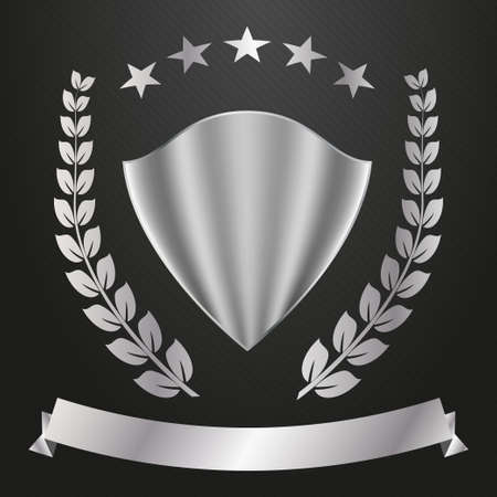 Metal  logo. Shield, stars, laurel wreath and flagのイラスト素材