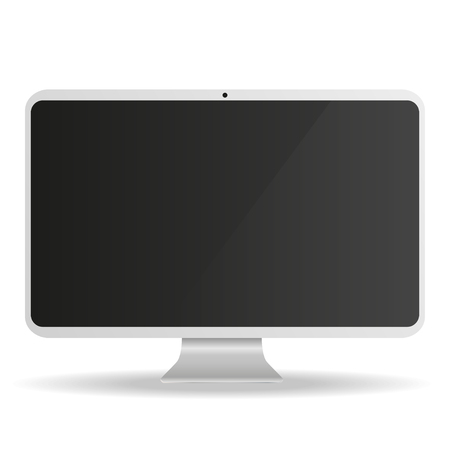 White  Computer Monitor with black screen on a white backgroundのイラスト素材