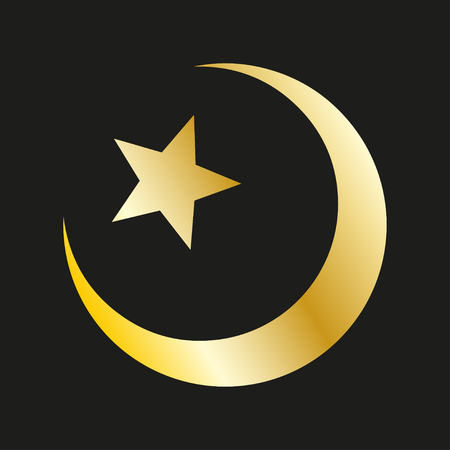 Star  and crescent in gold. Islamic symbolのイラスト素材
