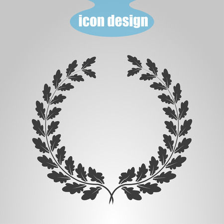 Icon  of oak wreath on a gray background. Vector illustrationのイラスト素材