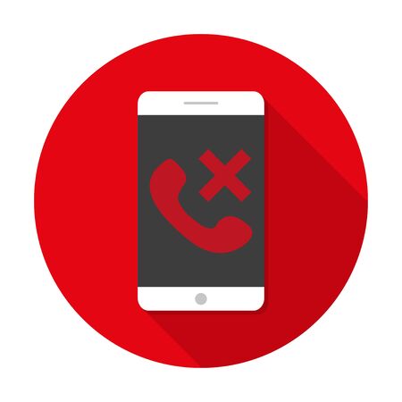 White  Smartphone with long shadow to the icon of the rejected callのイラスト素材