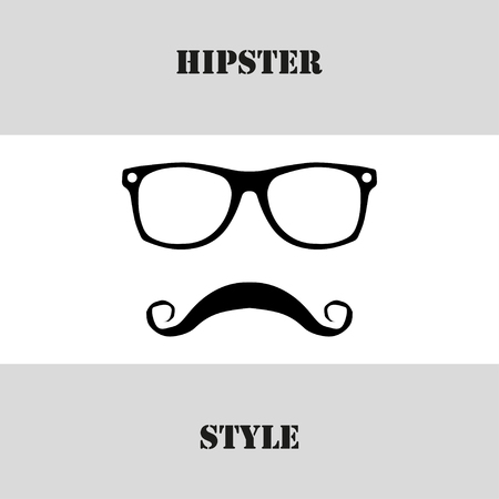 Hipster  style. Glasses and mustache. Vector illustrationのイラスト素材