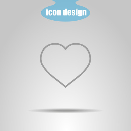 Heart  icon with shadow in gray. Vector illustrationのイラスト素材