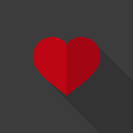 Heart  icon with long shadow. Vector illustrationのイラスト素材