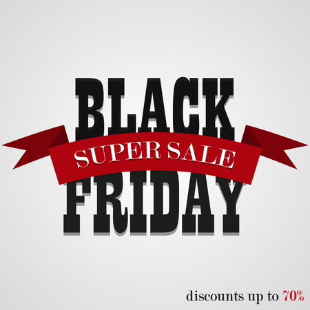 Banner  Black Friday with ribbons. Sale. Vector illustrationのイラスト素材