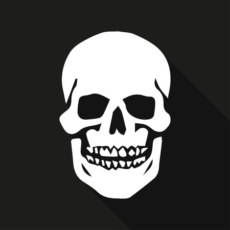 Human  skull on a black background with long shadowのイラスト素材