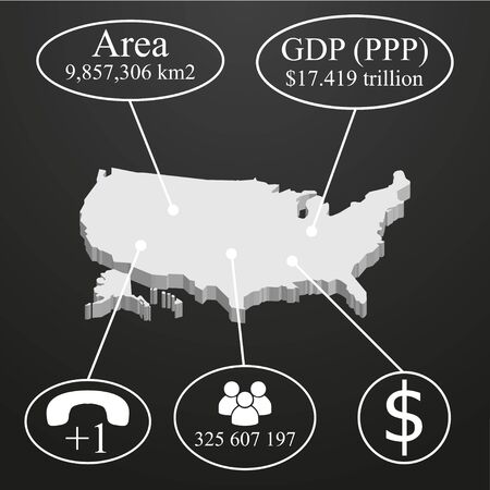 USA  Map in 3D. Elements of infographics on economic dataのイラスト素材