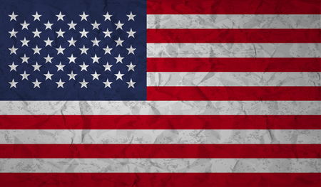 US  flag with the effect of crumpled paper and grungeのイラスト素材