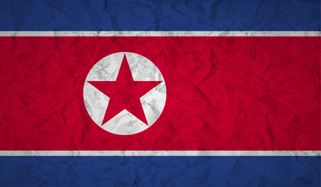 North  Korea flag with the effect of crumpled paper and grungeのイラスト素材