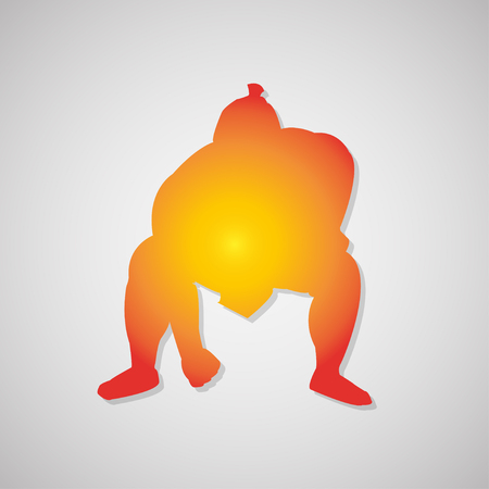 Sumo  Icon with shadow in orange. Vector illustrationのイラスト素材