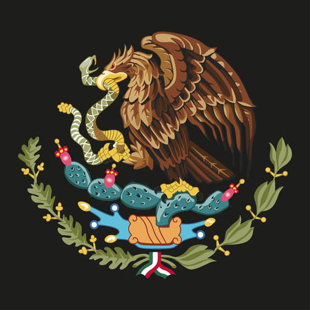 Mexico  national emblem - golden eagle catch snakeのイラスト素材