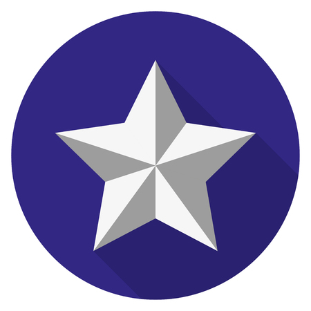 Silver  star on a background of a blue circle with a shadowのイラスト素材