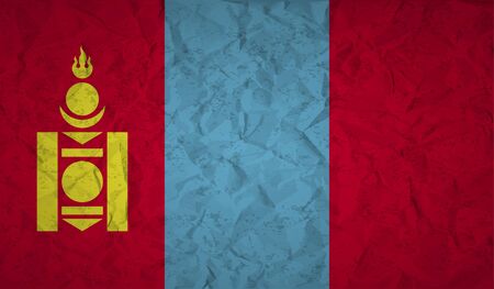 Flag  of Mongolia with effect crumpled paper and grungeのイラスト素材