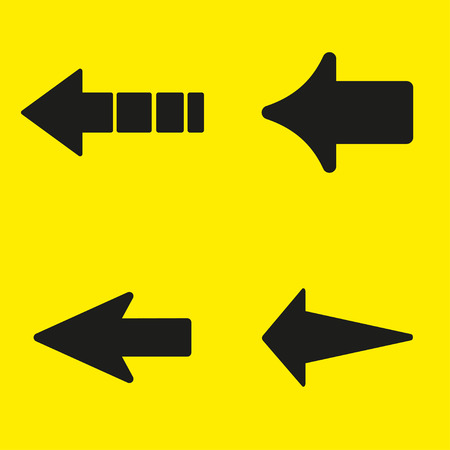 Set  of black arrows on a yellow background. Vector illustrationのイラスト素材