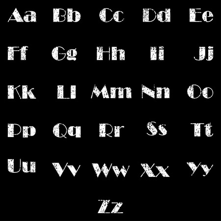 English  alphabet with grunge on a black backgroundのイラスト素材