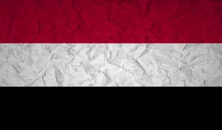 Flag  of Yemen with the effect of crumpled paper and grungeのイラスト素材