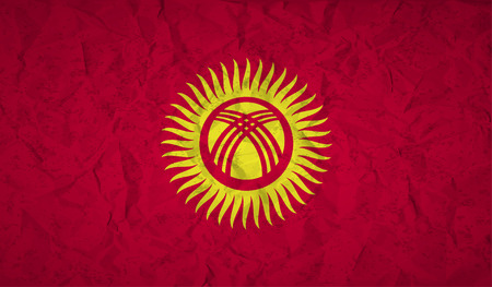 Kyrgyzstan  flag with the effect of crumpled paper and grungeのイラスト素材
