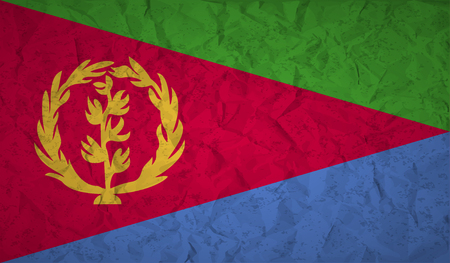 Flag  of Eritrea with the effect of crumpled paper and grungeのイラスト素材