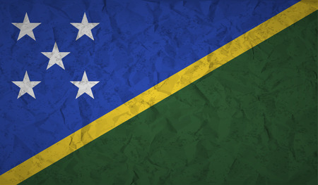 Flag  of Solomon Islands to the effect of crumpled paper and grungeのイラスト素材
