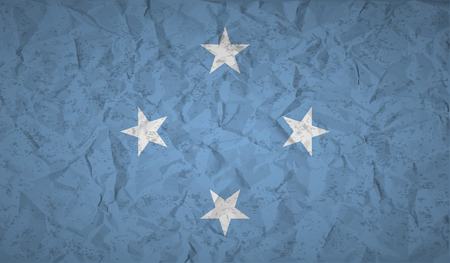 Micronesia flag with the effect of crumpled paper and grungeのイラスト素材