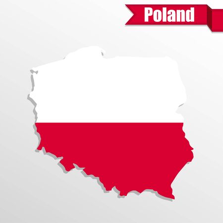 Poland map with flag inside and ribbonのイラスト素材