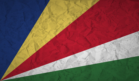 Seychelles flag with the effect of crumpled paper and grungeのイラスト素材
