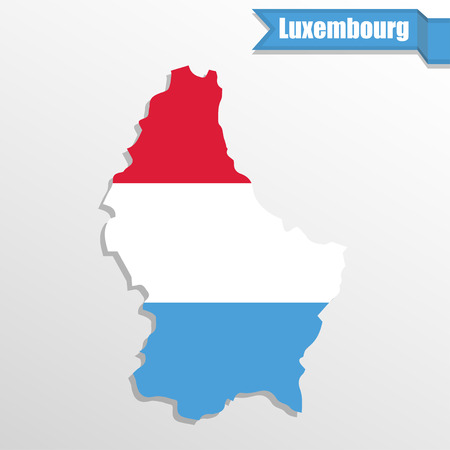 Luxembourg map with flag inside and ribbonのイラスト素材