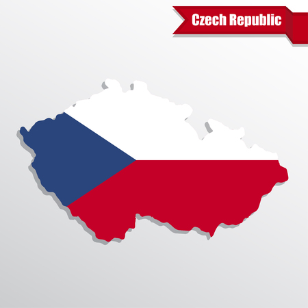 Czech Republic map with flag inside and ribbonのイラスト素材
