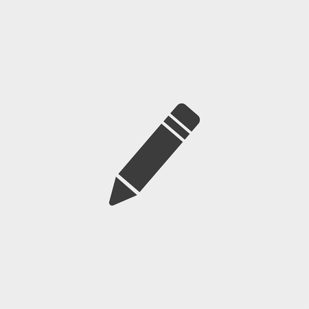Pencil Icon in a flat design in black color.のイラスト素材
