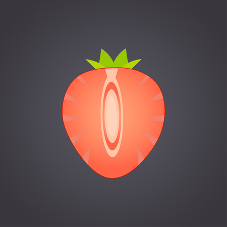 Illustration of cut strawberry on a black backgroundのイラスト素材