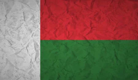 Flag of Madagascar with the effect of crumpled paper and grungeのイラスト素材
