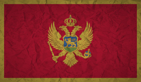 Montenegro flag with the effect of crumpled paper and grungeのイラスト素材
