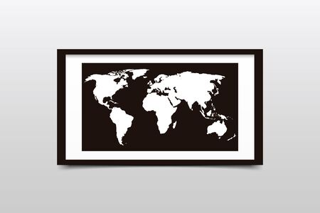 World map on a black frame. Vector illustrationのイラスト素材