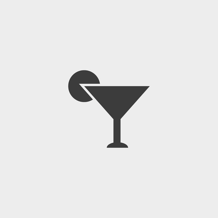 Cocktail icon in a flat design in black color.のイラスト素材
