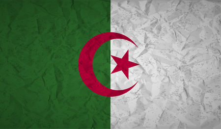 Algeria flag with the effect of crumpled paper and grungeのイラスト素材