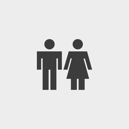 male and female icon in a flat design in black color.のイラスト素材