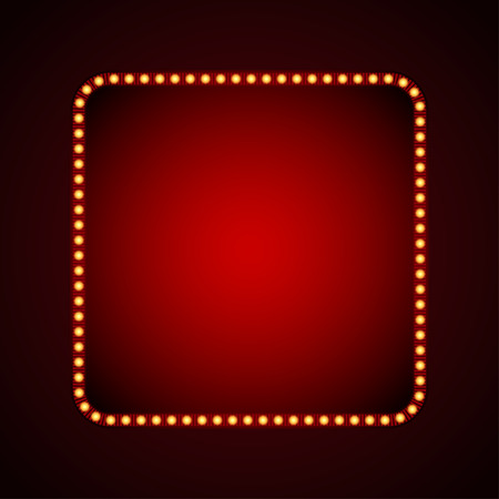 Signboard for text with light bulbs. Vector illustrationのイラスト素材