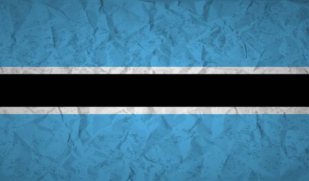 Botswana flag with the effect of crumpled paper and grungeのイラスト素材